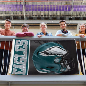 Philadelphia Eagles Wordmark Helmet Deluxe Flag - 3'x5'