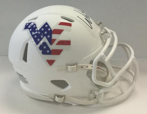 Will Grier West Virginia Mountaineers Signed WVU Patriotic Mini Helmet