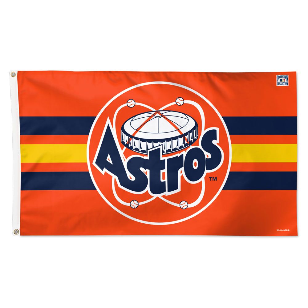 Houston Astros Logo Orange Stripes American Flag 3x5 - With 2 Grommets MLB