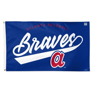 Atlanta Braves Script Deluxe Flag - 3'x5'