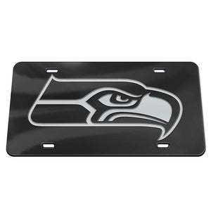 Seattle Seahawks Black Chrome Acrylic License Plate