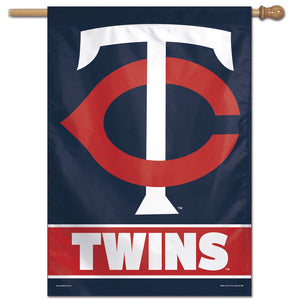 Minnesota Twins Wordmark Vertical Flag - 28"x40"                                                                  