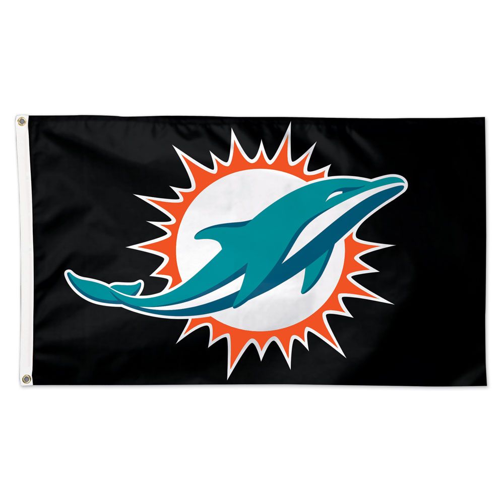 Miami Dolphins Black Deluxe Flag - 3'x5'