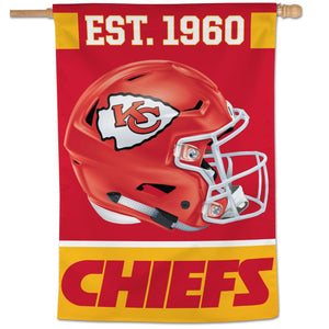 Kansas City Chiefs Helmet Wordmark Vertical Flag - 28"x40"