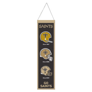 New Orleans Saints Helmet Evolution Wool Banner - 8"x32"
