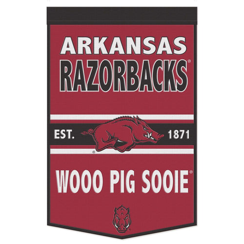 Arkansas Razorbacks WOOO PIG SOOIE Wool Banner - 24