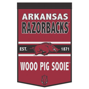 Arkansas Razorbacks WOOO PIG SOOIE Wool Banner - 24"x38"