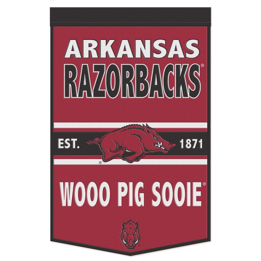 Arkansas Razorbacks WOOO PIG SOOIE Wool Banner - 24