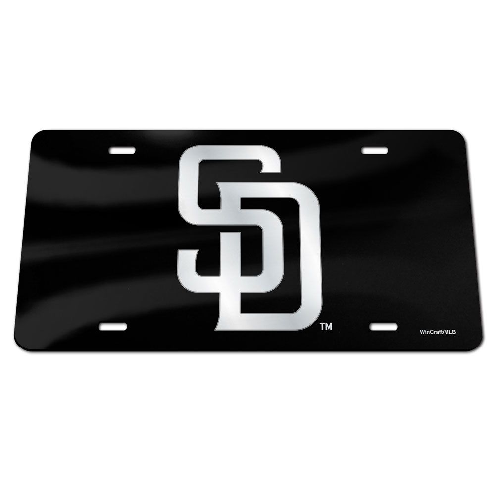 San Diego Padres Black Chrome Acrylic License Plate