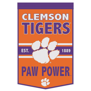 Clemson Tigers Wool Banner - 24"x38" PAW POWER'