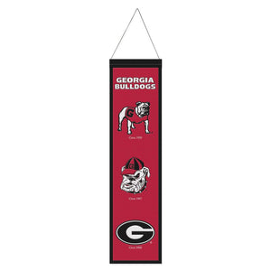 Georgia Bulldogs Logo Evolution Wool Banner - 8"x32"