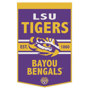 LSU Tigers Wool Banner - 24"x38" BAYOU BENGALS