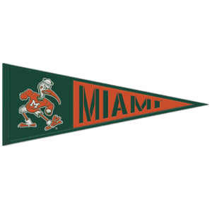 Miami Hurricanes Throwback Logo Wool Pennant - 12"x32"