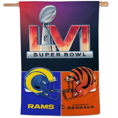Cincinnati Bengals vs Los Angeles Rams Super Bowl LVI Vertical Flag - 28
