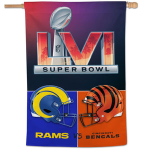 Cincinnati Bengals vs Los Angeles Rams Super Bowl LVI Vertical Flag - 28"x40