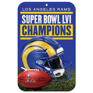 Los Angeles Rams Super Bowl LVI Champions Plastic Sign 11'' x 17''