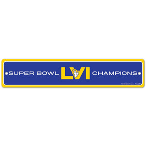 Los Angeles Rams Super Bowl LVI Champions Street Sign 3.75'' x 19''