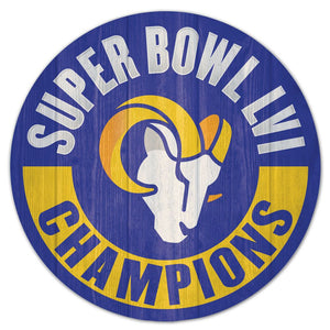 Los Angeles Rams Super Bowl LVI Champions Wood Sign - 14"