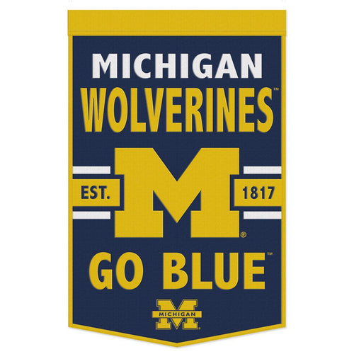 Michigan Wolverines GO BLUE Wool Banners - 24