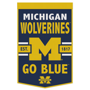 Michigan Wolverines GO BLUE Wool Banners - 24"x38"