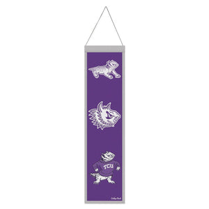 TCU Horned Frogs Logo Evolution Wool Banner - 8"x32"