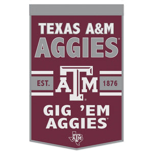 Texas A&M Aggies Wool Banner - 24"x38" GIG 'EM AGGIES