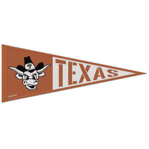 Texas Longhorns Throwback Logo Wool Pennant - 13"x32"