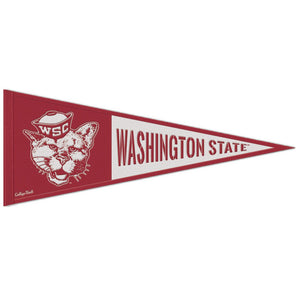 Washington State Cougars Throwback Logo Wool Pennant - 13"x32"