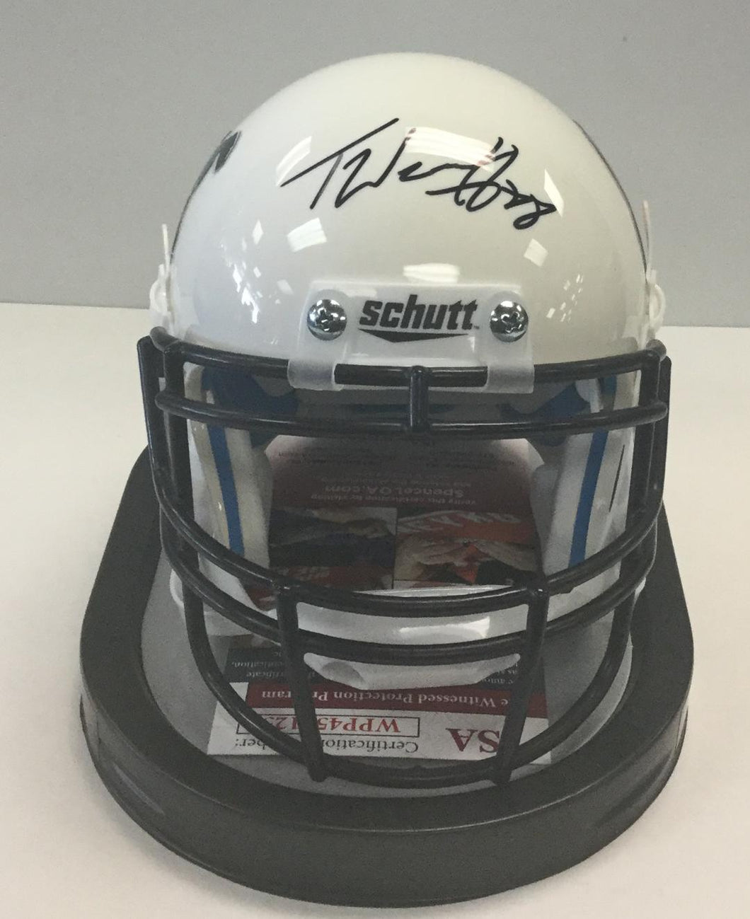 Trevon Wesco West Virginia Mountaineers Signed WVU Retro Mini Helmet