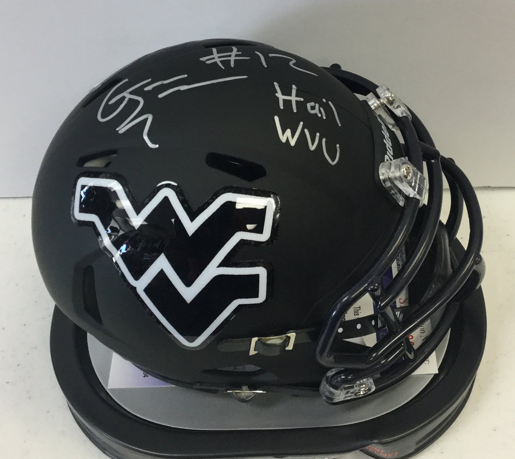 Gary Jennings West Virginia Mountaineers Signed Blackout #2 Mini Helmet