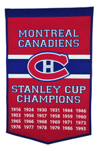 montreal canadiens dynasty wool banner,  canadians dynasty champions wool banner 