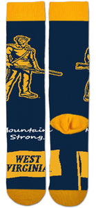 West Virginia Mountaineers Thin Crew Socks - Large