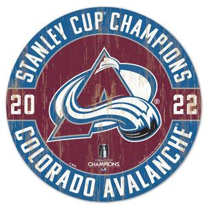 Colorado Avalanche 2022 Stanley Cup Champions Round Wood Sign