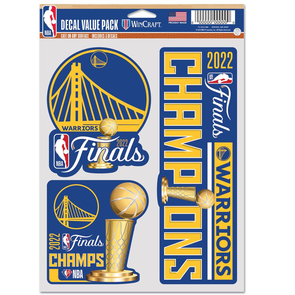 Golden State Warriors 2022 NBA Champions 5.5'' x 7.75'' Fan 3-Pack Team Decal Set