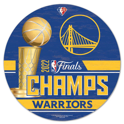 Golden State Warriors 2021/22 NBA Champions Round Wood Sign - 14