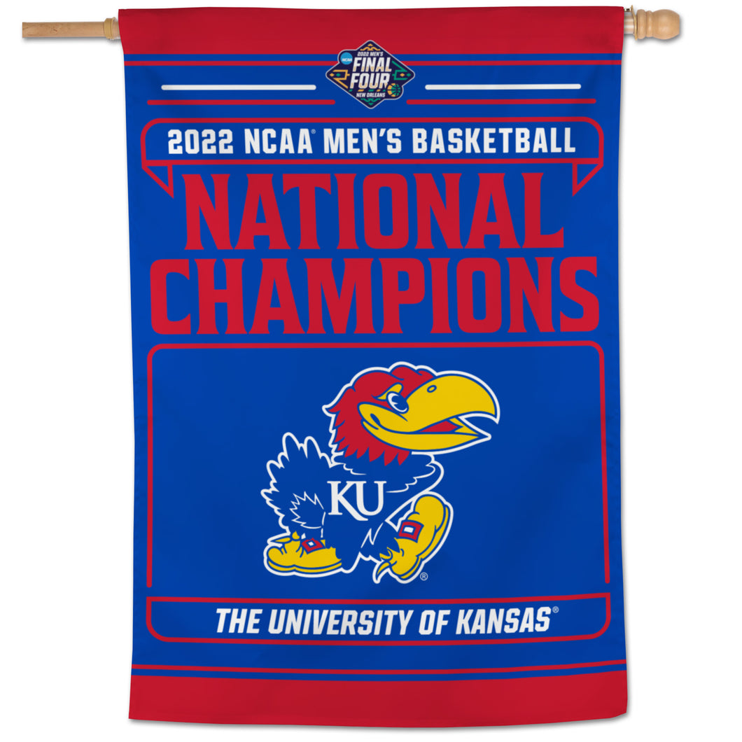 Kansas Jayhawks 2022 NCAA Men's Basketball Champions  Vertical Flag 28