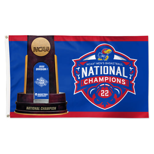 Kansas Jayhawks 2022 NCAA Men's Basketball Champions Deluxe Flag - 3' X 5'