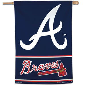 Atlanta Braves Wordmark Vertical Flag - 28"x40"                                                                      