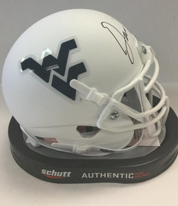 David Long West Virginia Mountaineers Signed WVU White Mini Helmet