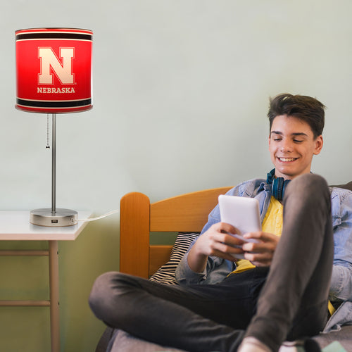 Nebraska Cornhuskers Chrome Lamp