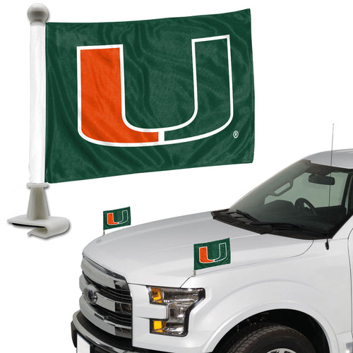 Miami Hurricanes Team Ambassador Car Flags Set of 2