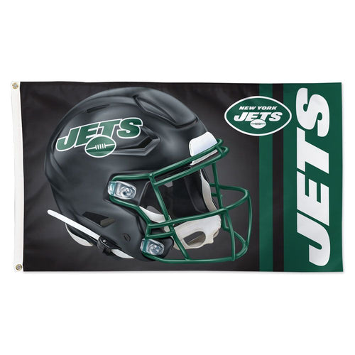 New York Jets Helmet Wordmark Deluxe Flag - 3'x5'