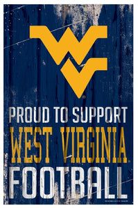 West Virginia Mountaineers Wood Proud Sign 11"x17"