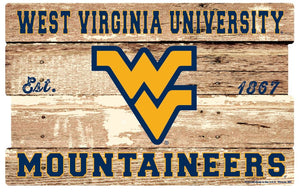 West Virginia Mountaineers Wood Plank Sign 19"x30