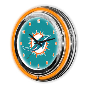 Miami Dolphins Neon Clock - 14"