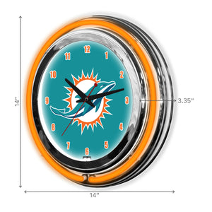 Miami Dolphins Neon Clock - 14"