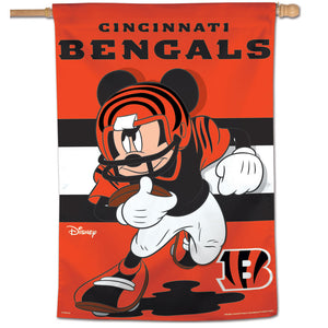 Cincinnati Bengals Mickey Mouse Vertical Flag - 28"x40"                                                                                    