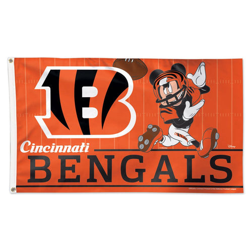 Cincinnati Bengals Mickey Mouse Deluxe Flag - 3'x5'