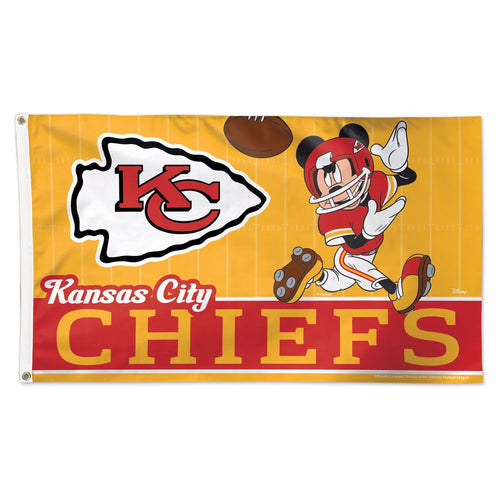 Kansas City Chiefs Mickey Mouse Deluxe Flag - 3'x5'