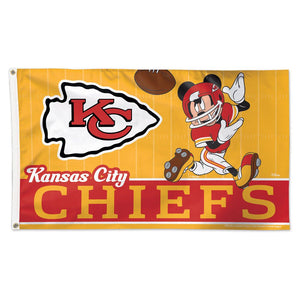 Kansas City Chiefs Mickey Mouse Deluxe Flag - 3'x5'